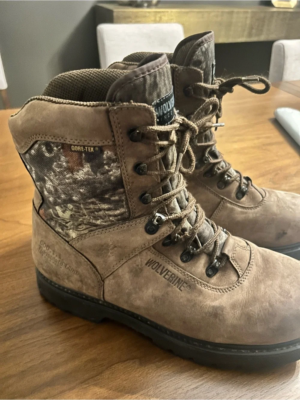 Wolverine Brown Leather Camouflage Hunting Boots